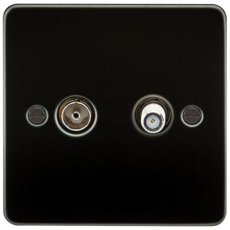 Knightsbridge FP0140GM Flat Plate TV & SAT TV Outlet (isolated) - Gunmetal