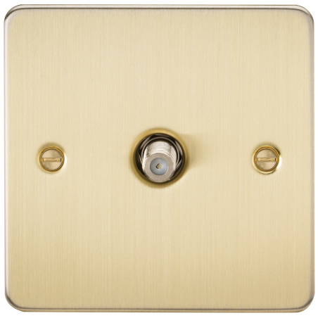 Knightsbridge FP0150BB Flat Plate 1G SAT TV Outlet (non-isolated) - Brushed Brass