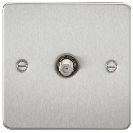 Knightsbridge FP0150BC Flat Plate 1G SAT TV Outlet (non-isolated) - Brushed Chrome