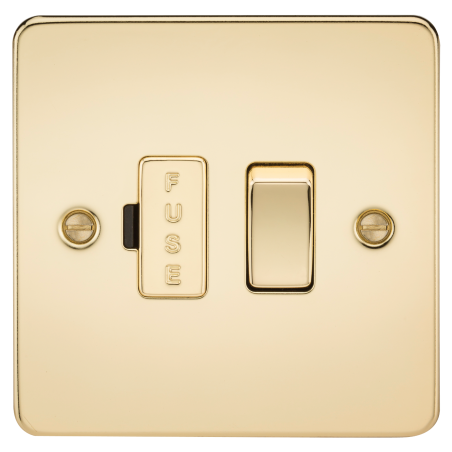 Knightsbridge FP6300PB Flat Plate 13A switched fused spur unit - polished brass