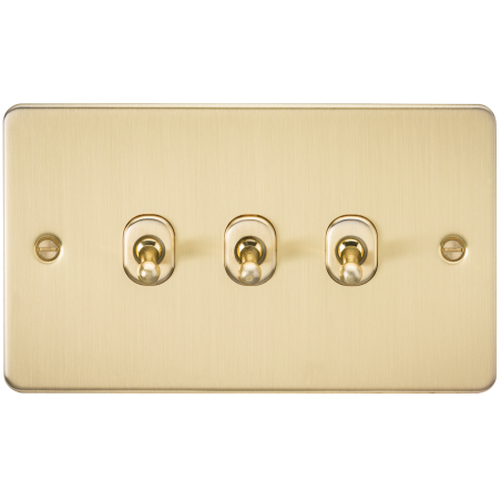 Knightsbridge FP3TOGBB Flat Plate 10AX 3G 2-way toggle switch - brushed brass