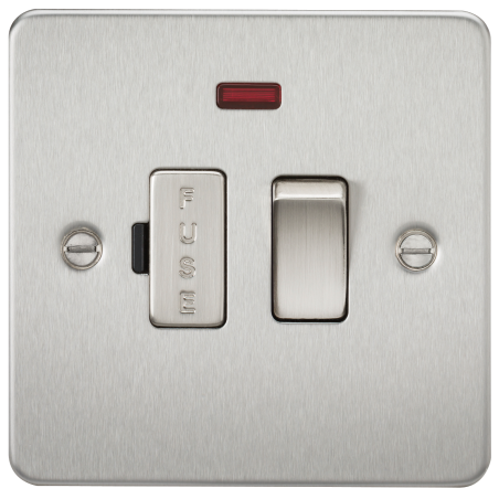 Knightsbridge FP6300NBC Flat Plate 13A switched fused spur unit with neon - brushed chrome