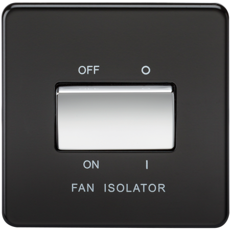 Knightsbridge SF1100MB Screwless 10AX 3 Pole Fan Isolator Switch - Matt Black with Chrome Rocker