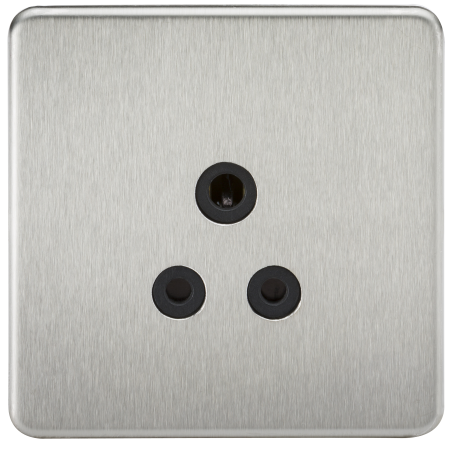 Knightsbridge SF5ABC Screwless 5A Unswitched Socket - Brushed Chrome with Black Insert