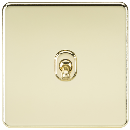 Knightsbridge SF1TOGPB Screwless 10AX 1G 2-Way Toggle Switch - Polished Brass