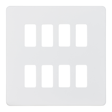 Knightsbridge GDSF008MW Screwless 8G grid faceplate - matt white