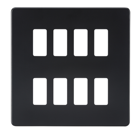 Knightsbridge GDSF008MB Screwless 8G grid faceplate - matt black